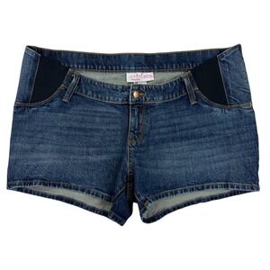 Isabel Maternity Midi Shorts 10 Blue Denim Elastic Side Panels Summer Pregnancy